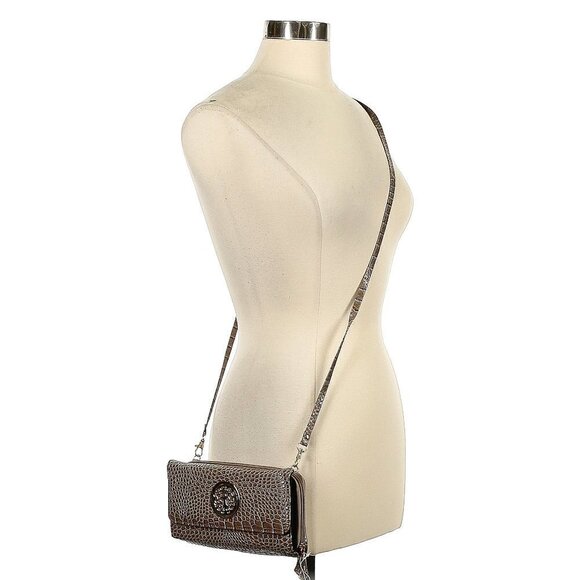 NWT Sasha New York Brown Croc-Embossed Wristlet Wallet Crossbody Bag - Picture 3 of 16